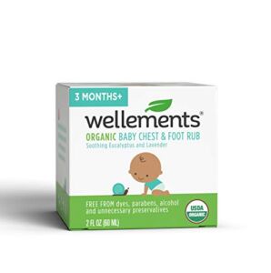 Wellements Organic Baby Chest & Foot Rub, 2 Fl Oz, Eucalyptus and Lavender, Free from Dyes, Parabens, Preservatives