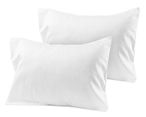 Travel Pillowcase 12X16 500 Thread Count Egyptian Cotton Set of 2 Toddler Pillowcase with Zipper Closer White Solid with 100% Egyptian Cotton (Toddler Travel 12×16 Zipper, White Solid)