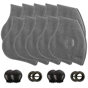 AIRNEX Set of 10 Activated Carbon PM2.5 Filters and 4 Exhaust Valves Replacement fit Most Dust and Pollution Masks in The Market