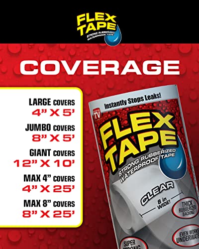 Flex Tape Rubberized Waterproof Tape, 8″ x 5′, Clear | The Storepaperoomates Retail Market - Fast Affordable Shopping