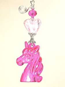 My Pretty Pink Unicorn with Heart and Faceted Glass Ceiling Fan Pull