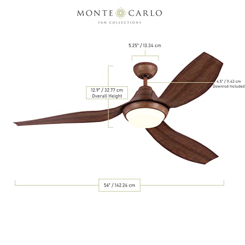 Monte Carlo 3AVOR56KOAD-V1 Avvo Modern 56″ Outdoor Ceiling Fan with LED Light and Hand Remote Control, 3 ABS Blades, Koa | The Storepaperoomates Retail Market - Fast Affordable Shopping
