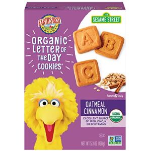 Earth’s Best Organic Cookies, Toddler Snacks, Oatmeal Cinnamon, Sesame Street Letter of the Day Cookies, 5.3 Ounce