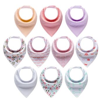 10-Pack Baby Bandana Drool Bibs for Girls with Adjustable Snaps, Organic Cotton Soft and Absorbent Newborn, Toddler Girl Solid Color Bibs for Drooling and Teething by MiiYoung | The Storepaperoomates Retail Market - Fast Affordable Shopping