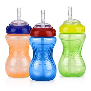 Nuby 3 Piece No-Spill Cup with Flex Straw, Neutral, 10 Ounce | The Storepaperoomates Retail Market - Fast Affordable Shopping