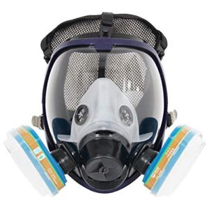 Complete Suit Trudsafe 6800 Reusable Full Face Respirator for Painting, Polishing, Welding and Dust, 2 Kinds of Connectors, Gas Cover Respirator with Organic Vapor Filter