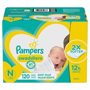 Baby Diapers Newborn/Size 0 (< 10 lb), 120 Count – Pampers Swaddlers, ONE MONTH SUPPLY (Packaging May Vary)