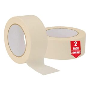 1InTheOffice Masking Tape 2 Inch Wide, General Purpose Masking Tape 2 inch x 60.1-Yards, 3″ Core, 2/Pack