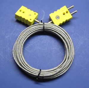 Industrial K-Type Thermocouple Extension Cable Wire with Standard Thermocouple Connectors 15 ft (= 5 Yard) Long