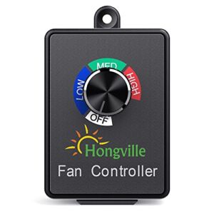 Hongville 3A Variable Fan Speed Controller For Duct And Hydroponics Inline Fans Vent Blower