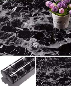 Yancorp Black Marble Wallpaper Black Peel and Stick Wallpaper Self Adhesive Countertop Removable Vinyl Wrap Bachsplash Shelf Liner (11.8″ x 78.7″)