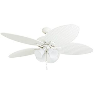 Honeywell Ceiling Fan 50509-01 Palm Lake Ceiling Fan, 50509-01, 52-Inch Tropical, Five Palm Leaf/Wicker Blades, Indoor/Outdoor, White