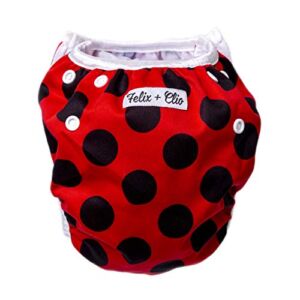Washable Adjustable Swim Diapers, Baby Reusable Swim Diaper (Ladybug)