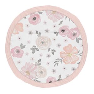 Sweet Jojo Designs Blush Pink, Grey and White Shabby Chic Playmat Tummy Time Baby and Infant Play Mat for Watercolor Floral Collection – Rose Flower