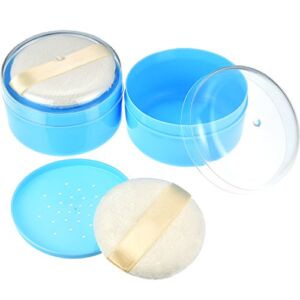 Gejoy 2 Sets After-Bath Powder Puff Box Empty Body Powder Container with Bath Powder Puffs and Sifter for Home and Travel