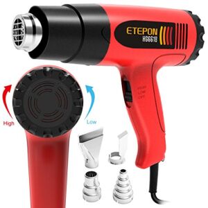 ETEPON Heat Gun 1800w 120°F-1020°F Hot Air Gun Variable Temperature Adjustable with 4 Heat Gun Nozzles for DIY Craft, Bending Pipes,Vinyl Shrink Wrap, Paint Remove (HG6618)