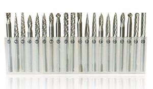 20 Pieces 1/8″ Shank Tungsten Steel HSS Routing Router Drill Bits Set Rotary Burr for Dremel Tools Engraving Wood Working Tools
