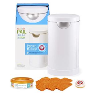 Munchkin Diaper Pail Baby Registry Starter Set, Powered by Arm and Hammer, Includes 1 Month Refill Supply and Baking Soda Puck