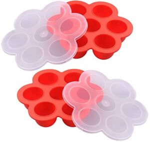 Vita Saggia Egg Bites Mold Set for Instant Pot Set of 2 with 2 Lids – Silicone Sous Vide Cooker and Egg Poacher Baby Food Freezer Tray Makes Mini Quiches, Meatloaf and Brownie Bites in Pressure Cooker