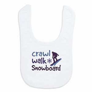Snowboarding Baby & Infant Bib | Crawl Walk Snowboard | Microfiber | Navy