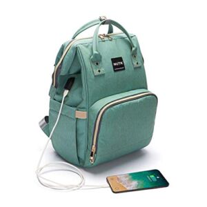 Baby Diaper Bag Backpack,NUTK Multi-Function Nappy Bags,Large Capacity Backpack with USB Charging Port for Mom,Green