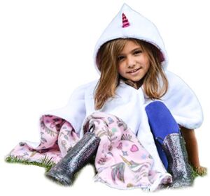 Kids Car Seat Poncho Unicorn for Girls Toddlers Infants Traveling Cover Warm Blanket Safe Use OVER Seat Belts Costume