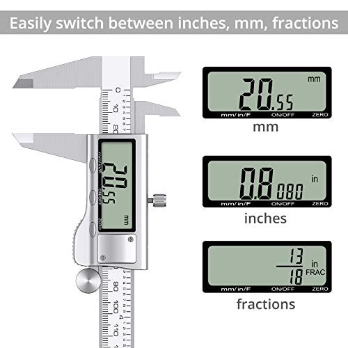 Proster Digital Vernier Caliper 8inch/200mm Digital Calipers Dial Calipers Measuring Tool Electronic Caliper Fractions/Inch/Metric Caliper Gauge for Length Width Depth Inner/Outer Diameter | The Storepaperoomates Retail Market - Fast Affordable Shopping