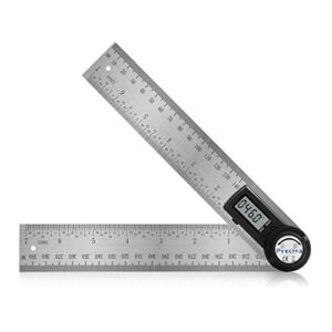 Digital Angle Finder Protractor, Preciva Digital Protractor 7 inch / 400mm Stainless Steel Measuring Ruler with Large LCD Display for Woodworking, Measurement, Construction Angle Measuring Tool