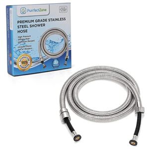 PurrfectZone Shower Hose Replacement – perfect for Shower or Bidet Sprayer, easy installation (48 inch, Brushed Nickel)