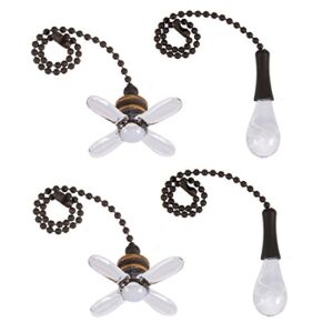 uxcell 2Set Glass Clear Fan Bulb Pendant with 6 inch Bronze Tone Pull Chain Lighting Ceiling Fan Decorative