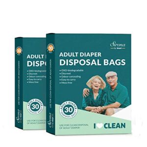 Sirona Premium Adult Diaper Disposal Bags – Pack of 60 | Nature Friendly Odor Sealing Bags for Discreet Disposal of Adult Diapers, Baby Diapers and Feminine Hygiene Products | Travel Friendly Bags
