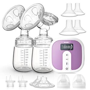 IKARE Double Electric Breast Pumps – Hospital Grade Breastfeeding Milk Pump with Comfortable 5 Modes & 45 Levels – Portable Breast Pump, High Efficient Suckling, Quiet, Memory Function.