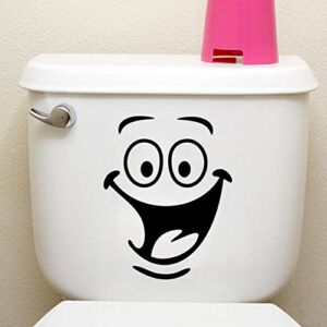 Funny Decals For Toilet 2 PCS Black Smiley Face Smile Wall Stickers PVC Cute Wall Stickers Vinyl Wallpaper 18x22cm DIY Removable Murals For House Decoration Bathroom Baby Living Rooms Bedroom Decals