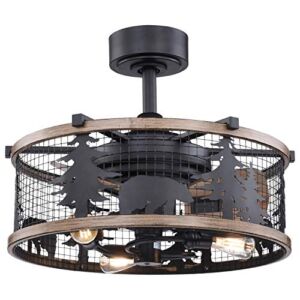 Kodiak Bear 21 in. Bronze and Teak Rustic Indoor Ceiling Fan with Light Kit and Remote
