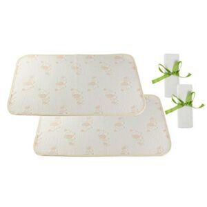 Anmababy Organic Baby Changing Pad Liners/Cover. Dye Free, Reusable and Extra Large, Tear Resistant Waterproof Diaper Changing Table Pad, 4 Count-2 Pack Changing Pad, 2 Pack Baby Washcloths.