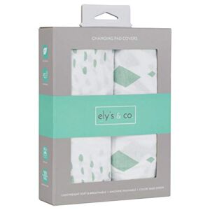 Cradle Sheets Changing Pad Cover – Travel Lite Universal Fit Baby Mattress Sheet 36″ X 18 – Unisex Grey Sage Diamond – 2 Pack Set