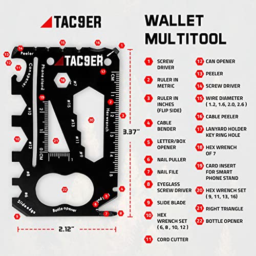 TAC9ER 22-in-1 Credit Card Multitool For Men | Metal Survival Card | Credit Card Knife Wallet Tool | TSA Approved Multitool | Bottle Opener Wallet Multitool Card | The Storepaperoomates Retail Market - Fast Affordable Shopping
