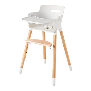 Ashtonbee Wooden High Chair for Babies and Toddlers, Sturdy Baby Highchairs, Baby Feeding Chair with Adjustable Wooden Chair Legs, Removable Tray, and Harness