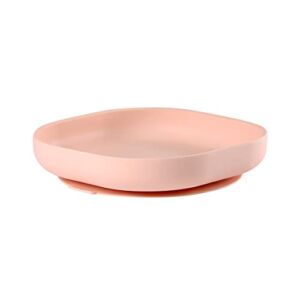 BEABA Silicone Baby Suction Plate, Non-Slip Suction Bottom, Easy to Clean, Silicone Plates for Baby, Toddler Plates, Baby Plate, Baby Essentials, Rose