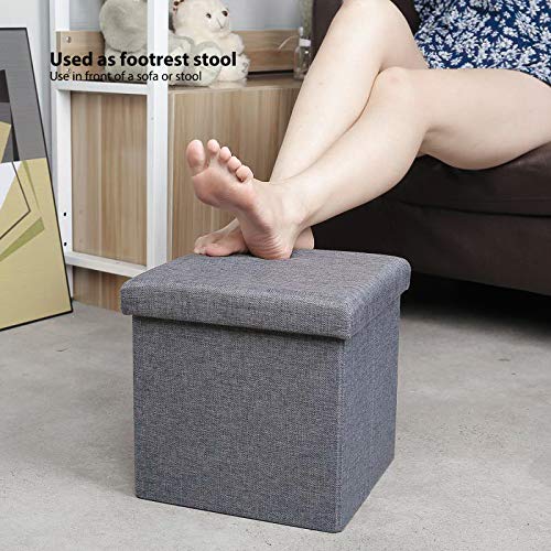 B FSOBEIIALEO Storage Ottoman Cube, Linen Small Coffee Table, Foot Rest Stool Seat, Folding Toys Chest Collapsible for Kids Grey 11.8″x11.8″x11.8″ | The Storepaperoomates Retail Market - Fast Affordable Shopping