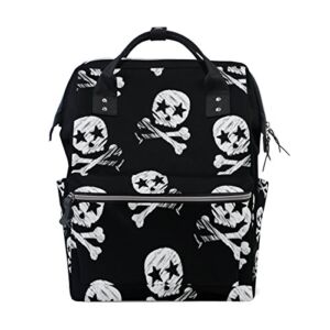 My Little Nest Large Capacity Baby Diaper Bag Star Skull Print Durable Multi Function Travel Backpack for Mom Girls