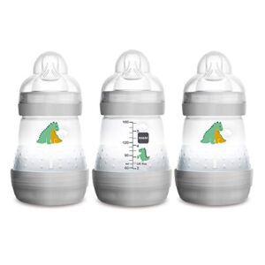 MAM Easy Start Anti Colic Baby Bottle 5 oz, Easy Switch Between Breast and Bottle, Reduces Air Bubbles and Colic, 3 Pack, Newborn, Unisex