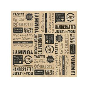 12″ x 12″ Brown Food Word Text Grease-Resistant Food-Safe Wrap Paper, Deli Wrap, Clipper Mill by GET P-GT-1212-BR (1000 Pieces)