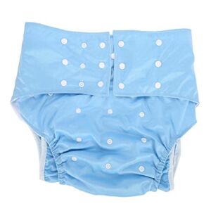 Adult Pocket Diaper, Fleece Cloth AdjustableNappy Pant Prevent Side Leakage Washable Reusable Diaper Pants for Incontinence Care (Light Blue)