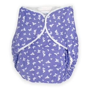 Omutsu Adult Bulky Fitted Nighttime Cloth Diaper (Blue Clouds) (Small/Medium)