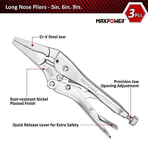 MAXPOWER 15-pieces Locking Pliers with C-clamps Set, Long Nose Pliers, Pinch Off Pliers, Sheet Metal Clamp, U Shaped Pliers with Tool Bag for Storage | The Storepaperoomates Retail Market - Fast Affordable Shopping
