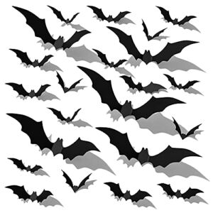 120 Pcs Halloween Bats Decoration, 3D Bats Wall Decor Stickers Realistic PVC Bat Decals for Indoor Outdoor Home Window Bathroom Halloween Party Supplies