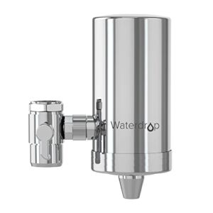 Waterdrop WD-FC-06 Stainless-Steel Faucet Water Filter, Carbon Block Water Filtration System, Tap Water Filter, Reduces Chlorine, Heavy Metals and Bad Taste (1 Filter Included)