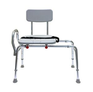 Pro-Slide Bathtub Transfer Bench and Sliding Shower Chair with Cut Out for Additional Cleaning (70311). Multiple Safety Features, Tool-Less Assembly, Height Adjustable and High Weight Capacity.