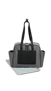 Skip Hop Diaper Bag Tote Madison Square, Multi-Function Baby Travel Bag with Changing Pad, Black & White Mini Grid (Discontinued by Manufacturer)